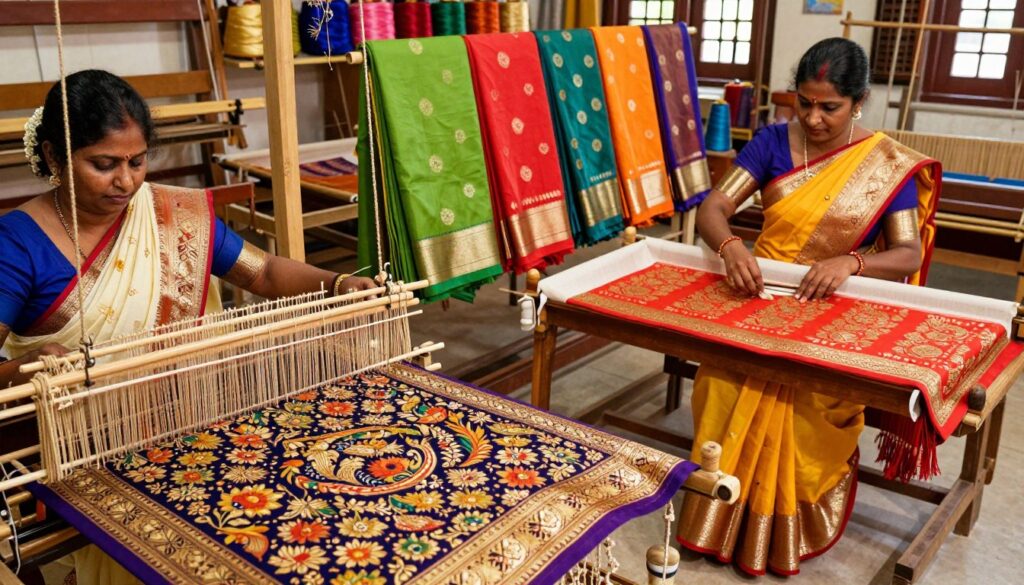 banarasi vs kanjivaram saree weaving comparison banarasi vs kanjivaram saree weaving comparison