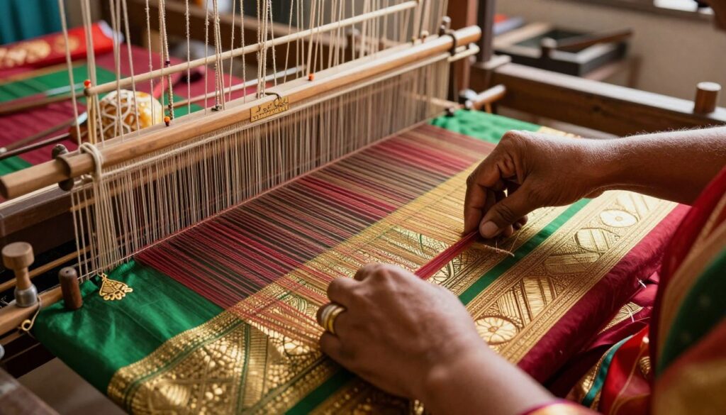 intricate Banarasi saree weaving intricate Banarasi saree weaving