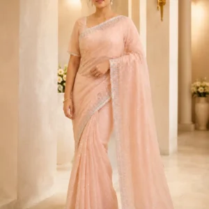 Celestia Peach Blush Designer Saree