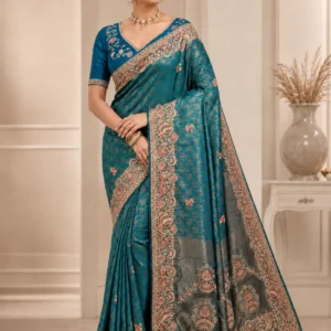 Shivanora Teal Rajvanshi Heritage Saree
