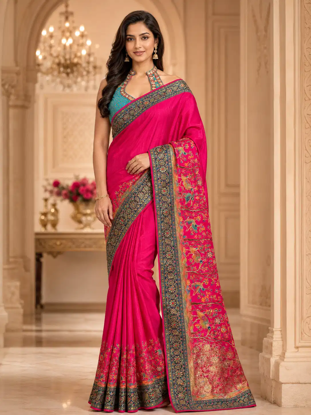 mayurvan-rani-pink-heritage-saree
