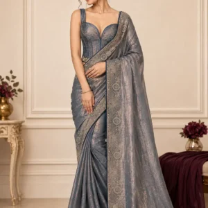 Shivanora Noorvika Steel Blue Soft Metallic Saree