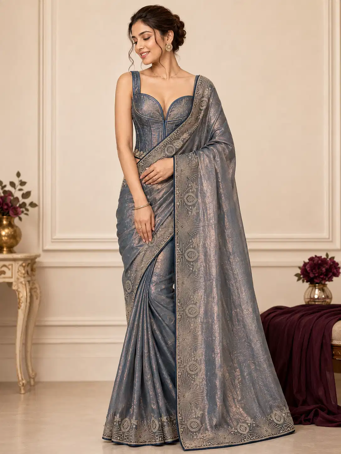 noorvika-steel-blue-soft-metallic-saree