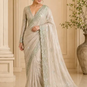 Shivanora Mehera Pearl Mint Soft Tissue Saree