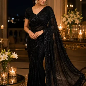 Shivanora Noir Elara Crystal-Embellished Designer Saree